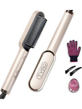 Fast Heating Hair Straightener Brush Comb for Women - 5 Temp Settings, Dual